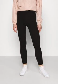 Even&Odd HIGH WAISTED LEGGINGS 2 PACK - Leggings - Hosen - Black/mottled Dark Grey -Even&Odd 2b82dd7f3d5d44d29470294bd599e26e