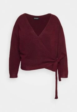 CURVY WRAP CARDIGAN - Strickjacke - Dark Red