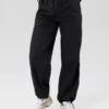 MID RISE PARACHUTE JOGGERS WITH ADJUSTABLE CUFFED ANKLE - Trousers - Black