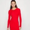 Even&Odd CREW AUSSCHNITT RIPP BASIC BODYCON MINI STRICKKLEID - Etuikleid - Berry