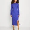 Even&Odd CIRC LONG SLEEVES MIDI HIGH SLIT DRESS - Strickkleid - Blue