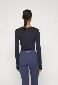 LONG SLEEVE YOGA WRAP TOP - Long Sleeved Top - Black -Even&Odd cf176a8ff90c4f9ebab433034abaf096