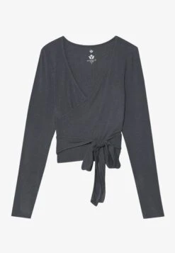 LONG SLEEVE YOGA WRAP TOP - Long Sleeved Top - Black -Even&Odd cfe23bb60b4f4a91bd7b205a897ad84b