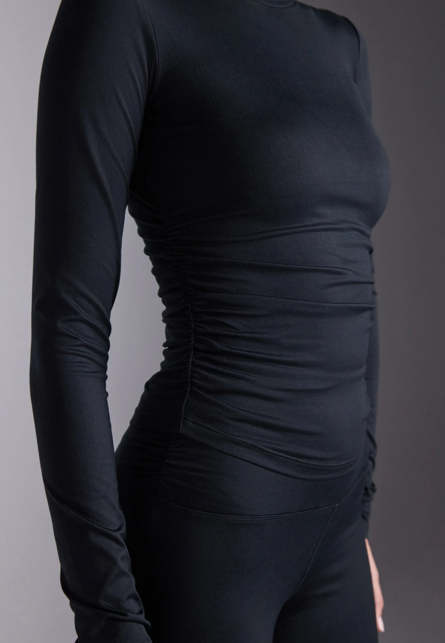 LONG SLEEVE TOP WITH SIDE RUCHING - Long Sleeved Top - Black 5 LONG SLEEVE TOP WITH SIDE RUCHING - Long Sleeved Top - Black – Bild 5