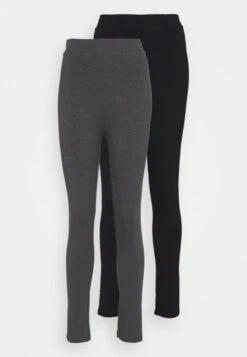Even&Odd HIGH WAISTED LEGGINGS 2 PACK - Leggings - Hosen - Black/mottled Dark Grey -Even&Odd d801180b496544009a781d4a56815d6f