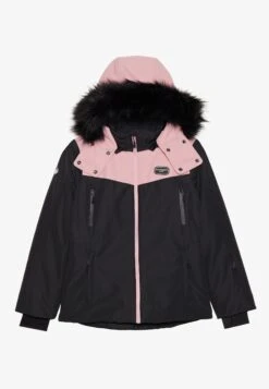 SKI JACKET WITH DETACHABLE FUR HOOD - Ski Jacket - Black/light Pink -Even&Odd daa5ea8fca8c4657aad372e2eecc3c7d