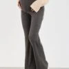 CUT & SEW RIB MATERNITY FLARE LEGGING - Leggings - Dark Grey Melange