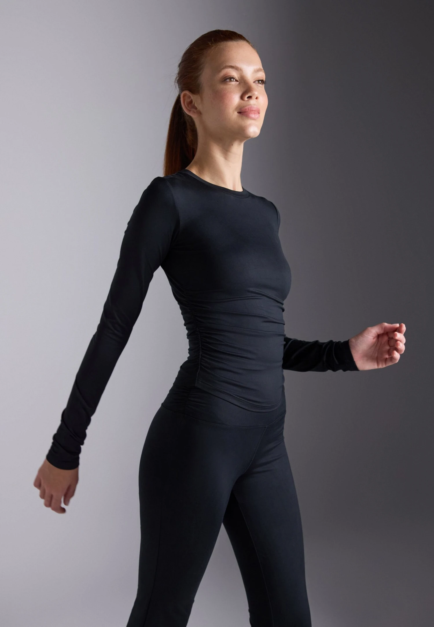 LONG SLEEVE TOP WITH SIDE RUCHING - Long Sleeved Top - Black 1 LONG SLEEVE TOP WITH SIDE RUCHING - Long Sleeved Top - Black